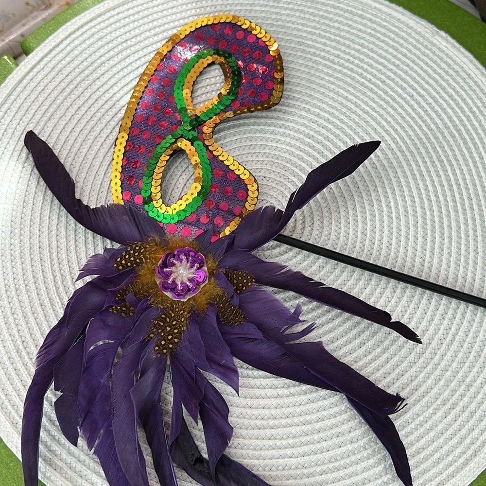 Feathered Sequined Masquerade Mask